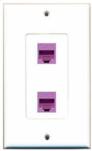 RiteAV - 2 Port Cat6 Ethernet Purple Decorative Wall Plate - Bracket Included