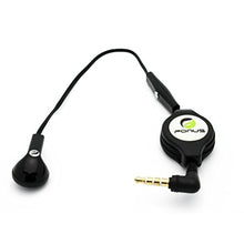 Load image into Gallery viewer, Retractable Headset Mono Hands-Free Earphone w Mic Single Earbud Headphone Wired [3.5mm] [Black] Compatible with Amazon Kindle Fire HDX 8.9 7 HD 8.9 7 6, DX, 8 10 - iPod Touch 5 4th Gen
