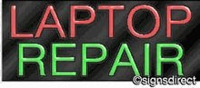 Load image into Gallery viewer, &quot;Laptop Repair&quot; Neon Sign : 485, Background Material=Black Plexiglass
