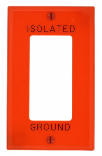 Leviton 80401-IG 1-Gang Decora/GFCI Device Wallplate, Hot Stamped Isolated Ground, Orange