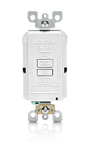 Leviton AFRBF-W 20-Amp 120-volt SmartlockPro Outlet Branch Circuit Arc Fault Circuit Interrupter Blank Face Receptacle, White