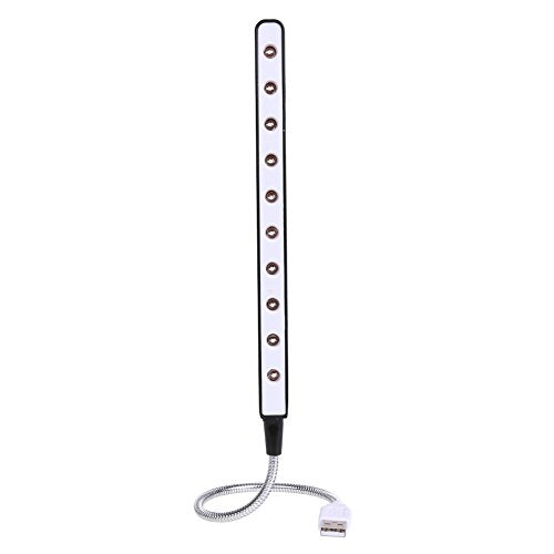 Whitelotous Portable USB Reading Lamp with 10 LED Lights and Flexible Gooseneck for Notebook Laptops Keyboard Table (Black)