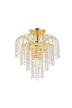 Load image into Gallery viewer, Elegant Lighting 6801F16G/RC Royal Cut Clear Crystal Falls 4-Light, Single-Tier Flush Mount Crystal Chandelier, Finished in Gold with Clear Crystals
