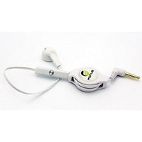 Retractable Headset Mono Hands-Free Earphone w Mic Single Earbud Headphone Earpiece Wired [3.5mm] [White] for Sprint Samsung Galaxy S5 Sport (SM-G860P) - Sprint Samsung Galaxy S6 (SM-G920P)