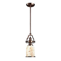 Elk 66442-1 Chadwick 1-Light Pendant, Antique Copper And Cappa Shell, 17-Inch H By 6-Inch W