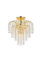 Elegant Lighting 6801F16G/RC Royal Cut Clear Crystal Falls 4-Light, Single-Tier Flush Mount Crystal Chandelier, Finished in Gold with Clear Crystals