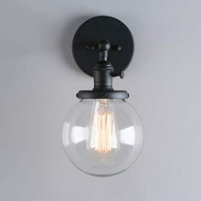 Load image into Gallery viewer, Phansthy Black Bathroom Light Fixture Single Industrial Wall Sconce with 5.9 Inches Globe Lampshade
