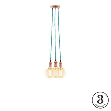Load image into Gallery viewer, Turquoise Hanging Light Fixture. Eclectic Turquoise w/Vintage Copper 3 Pendant Chandelier
