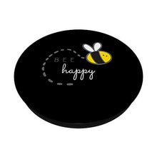 Load image into Gallery viewer, &quot;Bee Happy&quot; Yellow Black Bumble Bee Pun Quote -Save The Bees PopSockets PopGrip: Swappable Grip for Phones &amp; Tablets
