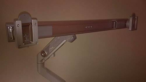 M8 Humanscale Monitor Arm Cross Bar, Dual Monitor Arm, Bolt Mount, Silver w/ Grey Trim