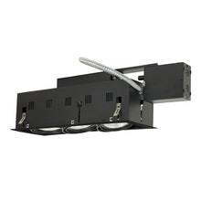 Load image into Gallery viewer, Jesco Lighting MGRP30-3SB Modulinear Directional Lighting for Remodeling, Double Gimbal PAR30 3-Light Linear, Black Interior with Silver Trim
