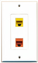 Load image into Gallery viewer, RiteAV - 1 Port Cat6 Ethernet Orange 1 Port Cat6 Ethernet Yellow Decorative Wall Plate - Bracket Included
