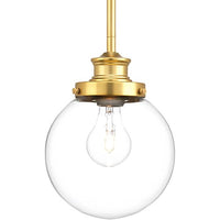 Progress Lighting Penn Collection 1-Light Clear Glass Farmhouse Mini-Pendant Light Natural Brass