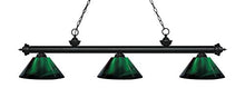 Load image into Gallery viewer, Z-Lite 200-3MB-ARG Riviera - 3 Light Island/Billiard in Billiard Style - 14.25 Inches Wide by 14.25 Inches High, Finish Color: Matte Black, Glass Color: Green
