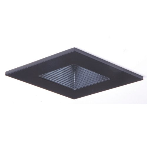 HALO Recessed 3012BKBB 3-Inch 15-Degree Trim Lensed Square Shower Light with Baffle, Black