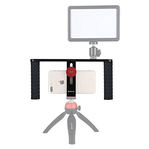 PULUZ Smartphone Video Rig Filmmaking Recording Handle Stabilizer Aluminum Bracket for iPhone, Galaxy, Huawei, Xiaomi, HTC, LG, Google, and Other Smartphones