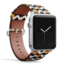 Load image into Gallery viewer, S-Type iWatch Leather Strap Printing Wristbands for Apple Watch 4/3/2/1 Sport Series (42mm) - Halloween Pattern with Cartoon Pumpkins on Zigzag

