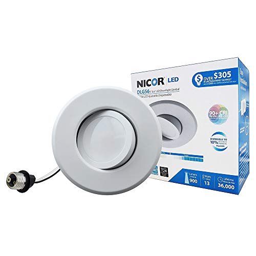 NICOR Lighting 5/6 inch LED Gimbal Downlight Retrofit Kit, 4000K White (DLG56-10-120-4K-WH)