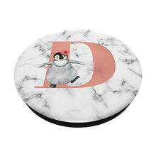 Load image into Gallery viewer, Cute Penguin With Flower Pink Rose Color Letter D PopSockets Swappable PopGrip
