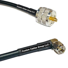 Load image into Gallery viewer, 50 feet RFC195 KSR195 Silver Plated PL259 UHF Male to SMA Male Angle RF Coaxial Cable
