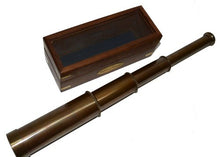 Load image into Gallery viewer, BR48528B Captains 15&quot; Brass Antiqued Telescope With Wooden Box
