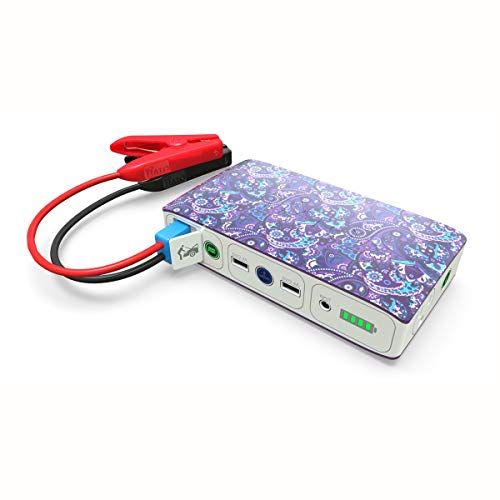 HALO Bolt 58830 mWh Portable Phone Laptop Charger Car Jump Starter with AC Outlet and Car Charger - Violet Paisley