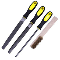 3 Pcs 8 inch Metal File Set with Rubber Handle - Flat/Round/Half Round Files T12 Carbon Steel Rasp Files Set for Craftsman Filing Metal/Wood/Leather Glass