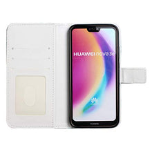 Load image into Gallery viewer, for Huawei P20 Lite Wallet Case with Screen Protector,QFFUN Glitter 3D Marble Pattern [Triangle] Magnetic Closure Kickstand Leather Phone Case with Card Holder Shockproof Protective Flip Cover
