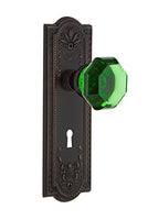 Nostalgic Warehouse 726303 Meadows Plate Interior Mortise Waldorf Emerald Door Knob in Timeless Bronze, 2.25 with Keyhole