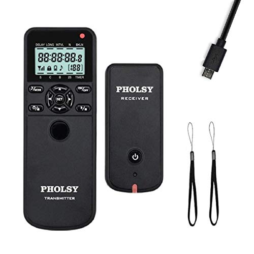 PHOLSY Wireless Timer Shutter Remote Release Control with HDR and Intervalometer for Fujifilm GFX 50S, X-Pro2, X-H1, X-T2, X-T1, X-T10, X-T20, X-T100, X-E2S, X-E2, X-M1, X-A3, X-A2, X-A1, X-A10