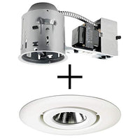 Juno Lighting TC44R & 440-WH Combo 4-Inch Low-Voltage TC rated Remodel Recessed Housing with Flush Gimbal Ring Trim, White