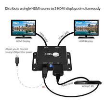 Load image into Gallery viewer, SIIG 1x2 Port HDMI 2.0 Splitter 4K 60Hz HDR Compact USB Powered Auto Scaling HDMI Splitter - HDMI 2.0a HDCP 2.2, 18Gbps, YUV 4:4:4, 3D, EDID, Dolby Digital - 1 in 2 Out (CE-H23K11-S1)
