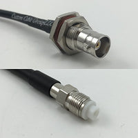 12 inch RG188 BNC FEMALE BIG BULKHEAD to FME FEMALE Pigtail Jumper RF coaxial cable 50ohm Quick USA Shipping