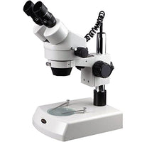 AmScope SM-2B Professional Binocular Stereo Zoom Microscope, WH10x Eyepieces, 7X-45X Magnification, 0.7X-4.5X Zoom Objective, Upper and Lower Halogen Lighting, Pillar Stand, 110V-120V