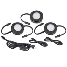 Load image into Gallery viewer, American Lighting MVP-3-BK Dimmable LED MVP 3-Puck Light Kit with Roll Switch and 6&#39; Power Cord, 2700K Warm White, 4.3W, Black
