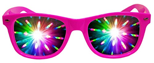 Fireworks Prism Diffraction PINK Plastic Glasses - For Laser Shows, Raves - Laser-Eye Glasses(tm)