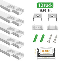 Load image into Gallery viewer, LightingWill 10-Pack 3.3ft/1M 9x17mm Silver U-Shape Internal Width 12mm LED Aluminum Channel System with Cover, End Caps and Mounting Clips Aluminum Profile for LED Strip Light Installations-U02S10
