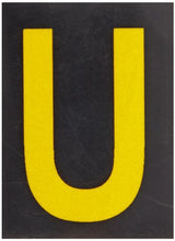 Load image into Gallery viewer, Brady 5890-U Bradylite 1-7/8&quot; Height, 1-3/8 Width, B-997 Engineering Grade Bradylite Reflective Sheeting, Yellow On Black Reflective Letter, Legend &quot;U&quot; (Pack Of 25)
