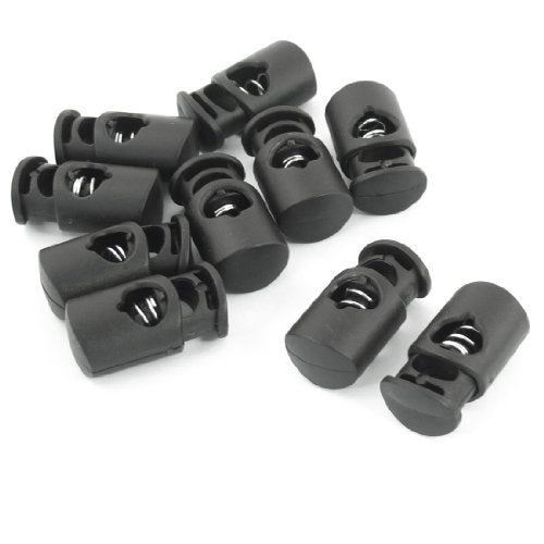 uxcell Spring Loaded Rope Cord Locks Ends Stoppers 8.5mm Dia 10 Pcs Black