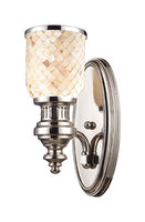 Elk 66410-1 Chadwick 1-Light Sconce, 13-Inch, Polished Nickel And Cappa Shell