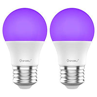 Onforu UV LED Black Lights Bulb, 7W A19 E26 Bulb, UVA Level 385-400nm, Glow in The Dark for Blacklight Party, Body Paint, Fluorescent Poster, Neon Glow (2 Pack)