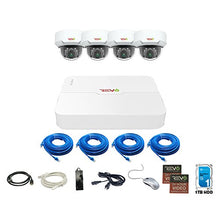 Load image into Gallery viewer, REVO America Ultra 4Ch. 1TB HDD 4K IP NVR Security System - Fixed Lens IP Cameras 4 x 4MP Mini Vadal Dome Cameras - Remote Access via Smart Phone, Tablet, PC &amp; MAC, White
