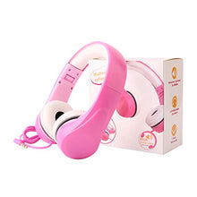 Load image into Gallery viewer, [Volume Limited] KPTEC Kids Safety Foldable Stereo Headphones,3.5mm Jack Wired Cord Earbuds, Volume Controlled at 85dB On/Over Ear Children Toddler Headset, for iPad Kindle Airplane School, Pink
