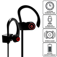 Load image into Gallery viewer, Wireless Bluetooth Neckband Headphones, U8 Ear Sweatproof Sport Earphones with Ear Hooks, Noise Cancelling, Stereo Headset with Mic, Premium Bass Sound, Sweat Proof, Sport Gym, Black Red

