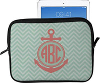 Chevron & Anchor Tablet Case/Sleeve - Large (Personalized)