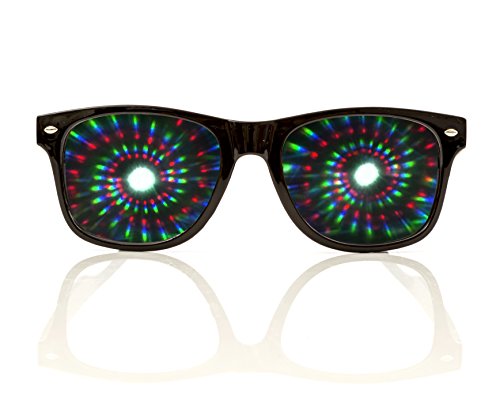 Black Spiral Diffraction Glasses - for Raves, Festivals and More