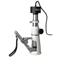 AmScope H2510-9M Digital Handheld Stand Measuring Microscope, 20x/50x/100x Magnification, 17mm Field of View, Includes Pen Light, 9MP Camera with Reduction Lens, and Software