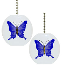 Load image into Gallery viewer, Set of 2 Blue Butterfly Solid Ceramic Fan Pulls
