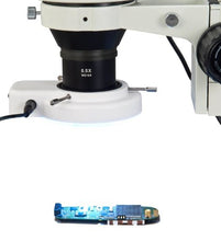 Load image into Gallery viewer, OMAX 3.5X-90X Zoom Trinocular Dual-Bar Boom Stand Stereo Microscope with 64 LED Ring Light
