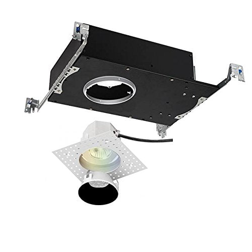 WAC Lighting R3ARDL-F835-BK Aether Round Invisible Trim with LED Light Engine Flood 40 Beam 3500K White, Black